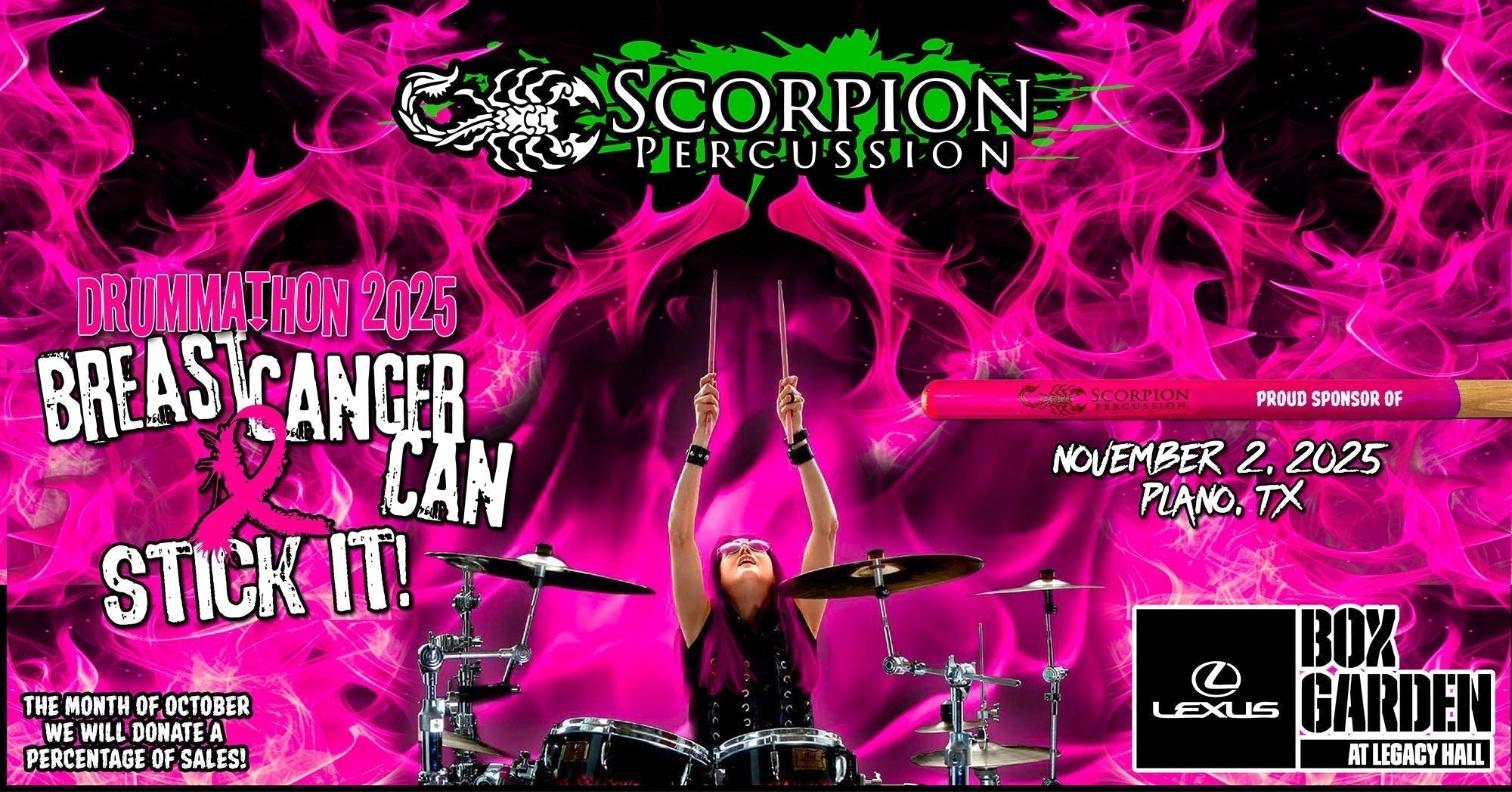 Scorpion Percussion Will Donate 2% of All Sales in October to Breast Cancer Can Stick It!